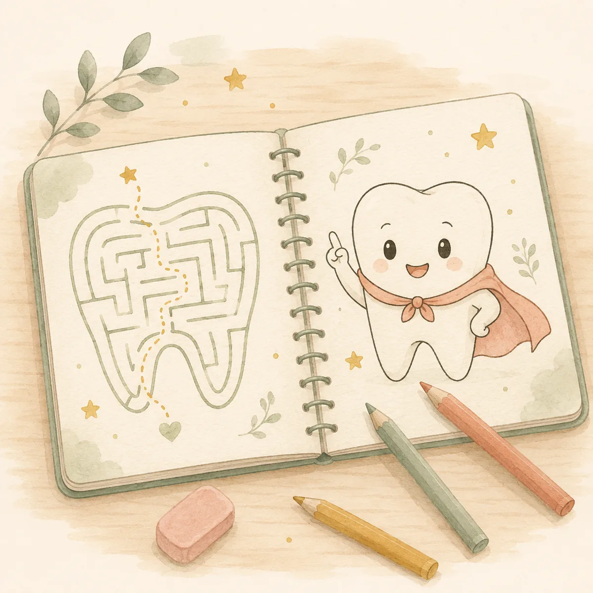 Carnet de jeux avec labyrinthe en forme de dent